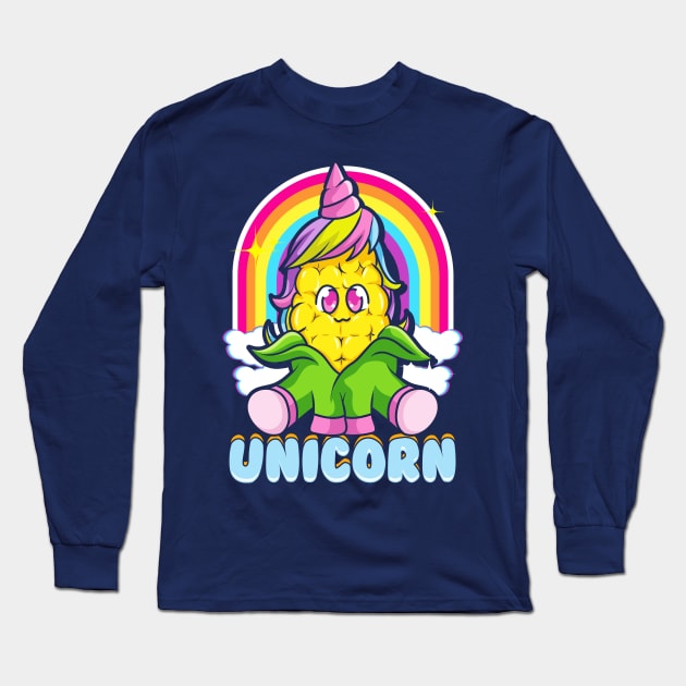 Corn Unicorn Cute Funny Long Sleeve T-Shirt by E